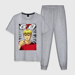 Пижама хлопковая мужская Eikichi finger, цвет: меланж