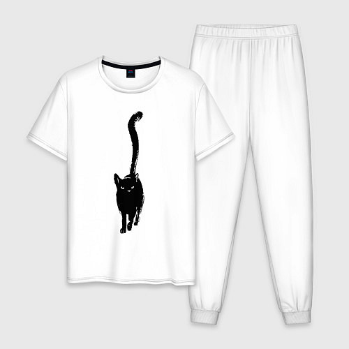 Мужская пижама Всё тот же чёрный кот / Белый – фото 1