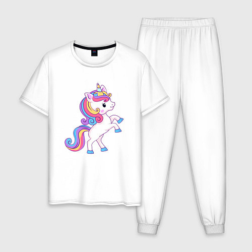 Мужская пижама Милый единорог unicorn / Белый – фото 1