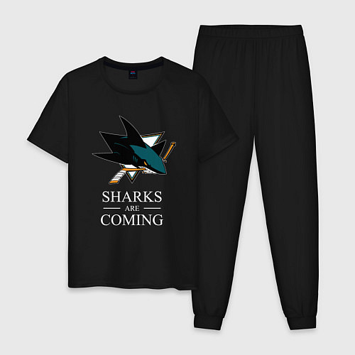 Мужская пижама Sharks are coming, Сан-Хосе Шаркс San Jose Sharks / Черный – фото 1