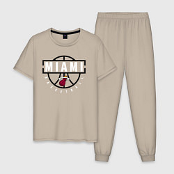 Пижама хлопковая мужская MIAMI HEAT NBA МАЯМИ ХИТ НБА, цвет: миндальный
