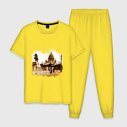 Пижама хлопковая мужская Санкт-Петербург Ретро Питер, цвет: желтый