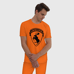 Пижама хлопковая мужская VOLVO логотип чёрный, цвет: оранжевый — фото 2