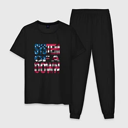 Пижама хлопковая мужская System of a Down Флаг США, цвет: черный