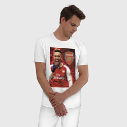Пижама хлопковая мужская Arsenal, Pierre-Emerick Aubameyang, цвет: белый — фото 2