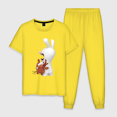 Мужская пижама Бешеный кролик и курица / Желтый – фото 1