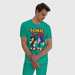 Пижама хлопковая мужская ЕЖ СОНИК SONIC THE HEDGEHOG, цвет: зеленый — фото 2