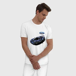 Пижама хлопковая мужская Ford Racing team Motorsport, цвет: белый — фото 2
