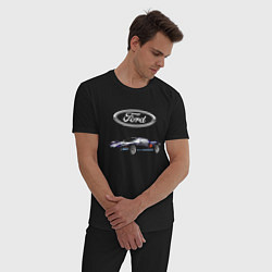 Пижама хлопковая мужская Ford Racing, цвет: черный — фото 2