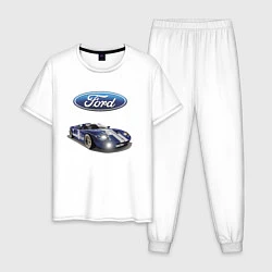 Пижама хлопковая мужская Ford Racing team, цвет: белый