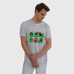 Пижама хлопковая мужская Значки на Спайка Пины Бравл Старс, цвет: меланж — фото 2