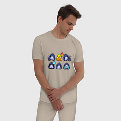 Пижама хлопковая мужская Значки на Ворона Пины Бравл Старс, цвет: миндальный — фото 2