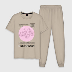Пижама хлопковая мужская Sakura in Japanese style, цвет: миндальный