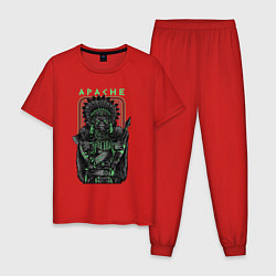 Пижама хлопковая мужская Обезьяна апаче, цвет: красный