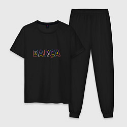Пижама хлопковая мужская FC Barcelona - Multicolor 2022 Barca, цвет: черный