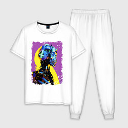Пижама хлопковая мужская Cyber fashion skull 2028, цвет: белый