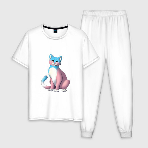 Мужская пижама Нежная кошка / Белый – фото 1