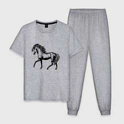 Пижама хлопковая мужская Мустанг Лошадь, цвет: меланж