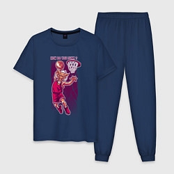 Пижама хлопковая мужская Кабан баскетболист, цвет: тёмно-синий