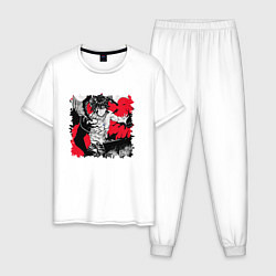 Пижама хлопковая мужская Yuno art, цвет: белый