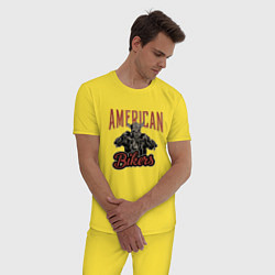 Пижама хлопковая мужская American bikers, цвет: желтый — фото 2