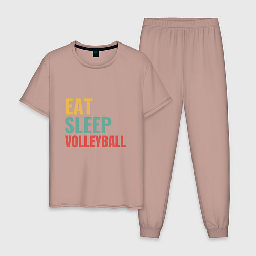 Мужская пижама Eat - Sleep - Volleyball / Пыльно-розовый – фото 1