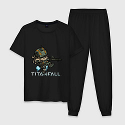 Пижама хлопковая мужская Титанфол арт нарисованный карандашом TITANFALL, цвет: черный