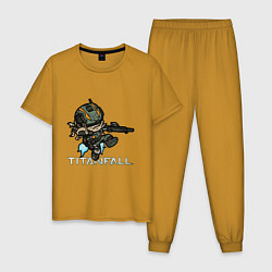 Пижама хлопковая мужская Титанфол арт нарисованный карандашом TITANFALL, цвет: горчичный