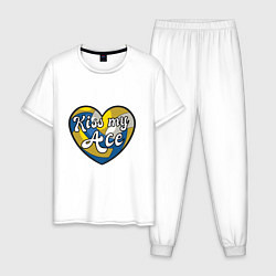 Пижама хлопковая мужская Volley - Kiss My Ace, цвет: белый