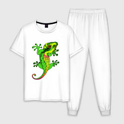 Пижама хлопковая мужская Ящерица Lizard, цвет: белый