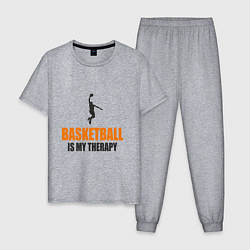 Пижама хлопковая мужская Баскетбол моя терапия, цвет: меланж