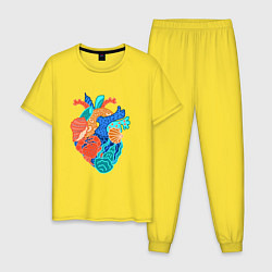 Пижама хлопковая мужская Сердце там где море, цвет: желтый