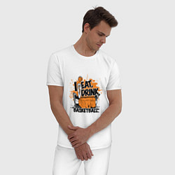 Пижама хлопковая мужская Eat - Basketball, цвет: белый — фото 2