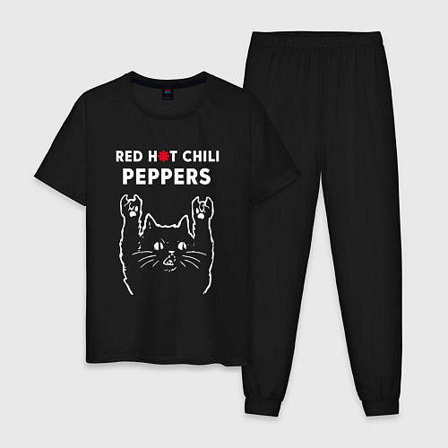 Мужская пижама Red Hot Chili Peppers Рок кот / Черный – фото 1