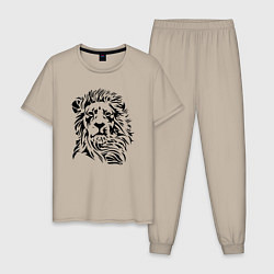 Пижама хлопковая мужская Lion Graphics, цвет: миндальный
