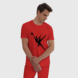 Пижама хлопковая мужская Балет - Баскетбол, цвет: красный — фото 2