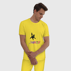 Пижама хлопковая мужская Летающий кот Кот и мышь, цвет: желтый — фото 2