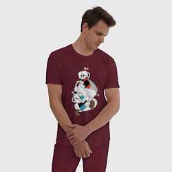 Пижама хлопковая мужская Чашки Cuphead, цвет: меланж-бордовый — фото 2