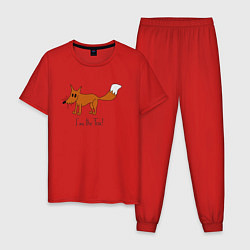 Пижама хлопковая мужская Странно нарисованная лиса, цвет: красный