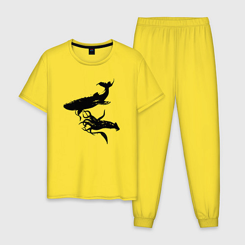 Мужская пижама Кит и Кальмар / Желтый – фото 1