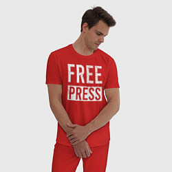 Пижама хлопковая мужская Свободная пресса, цвет: красный — фото 2