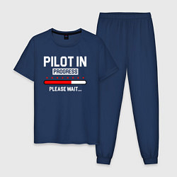 Пижама хлопковая мужская Pilot In Progress, цвет: тёмно-синий