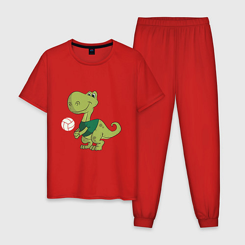 Мужская пижама Volleyball Dinosaur / Красный – фото 1