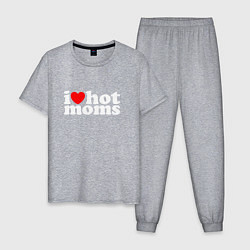 Пижама хлопковая мужская I LOVE HOT MOMS, цвет: меланж