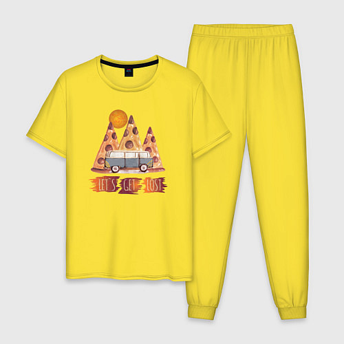 Мужская пижама Горные Походы и Пицца / Желтый – фото 1