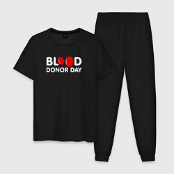 Пижама хлопковая мужская Blood Donor Day, цвет: черный