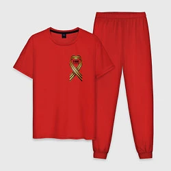 Пижама хлопковая мужская Георгиевская лента 9 мая, цвет: красный