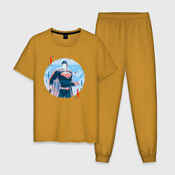 Пижама хлопковая мужская Фигура Супермена, цвет: горчичный