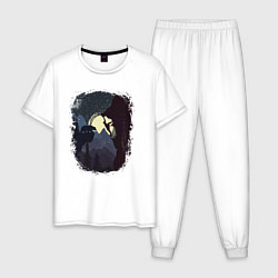 Пижама хлопковая мужская Девочка Альпинист и Медведь, цвет: белый