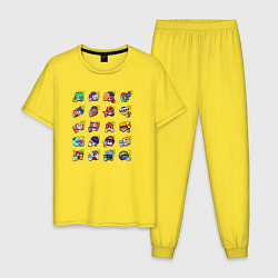 Пижама хлопковая мужская Особые значки Бравл Пины, цвет: желтый